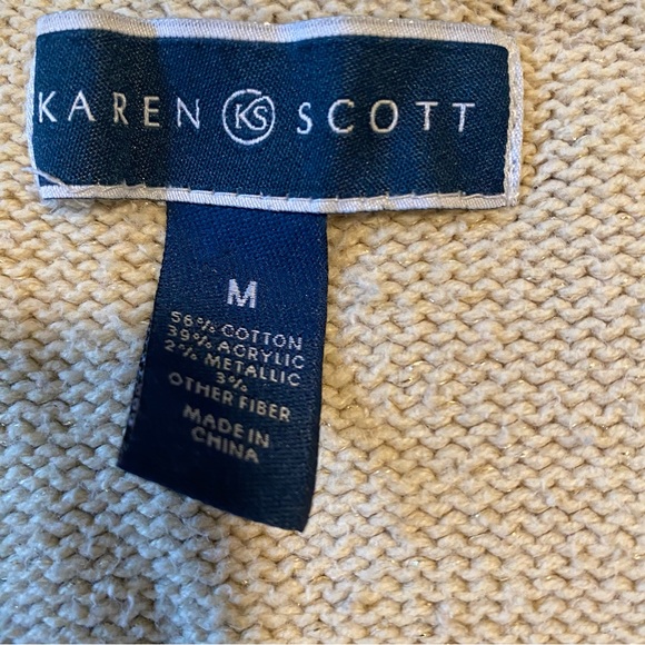 KAREN SCOTT Crew Neck Sweater Tan and Gold Size Medium - Picture 7 of 7